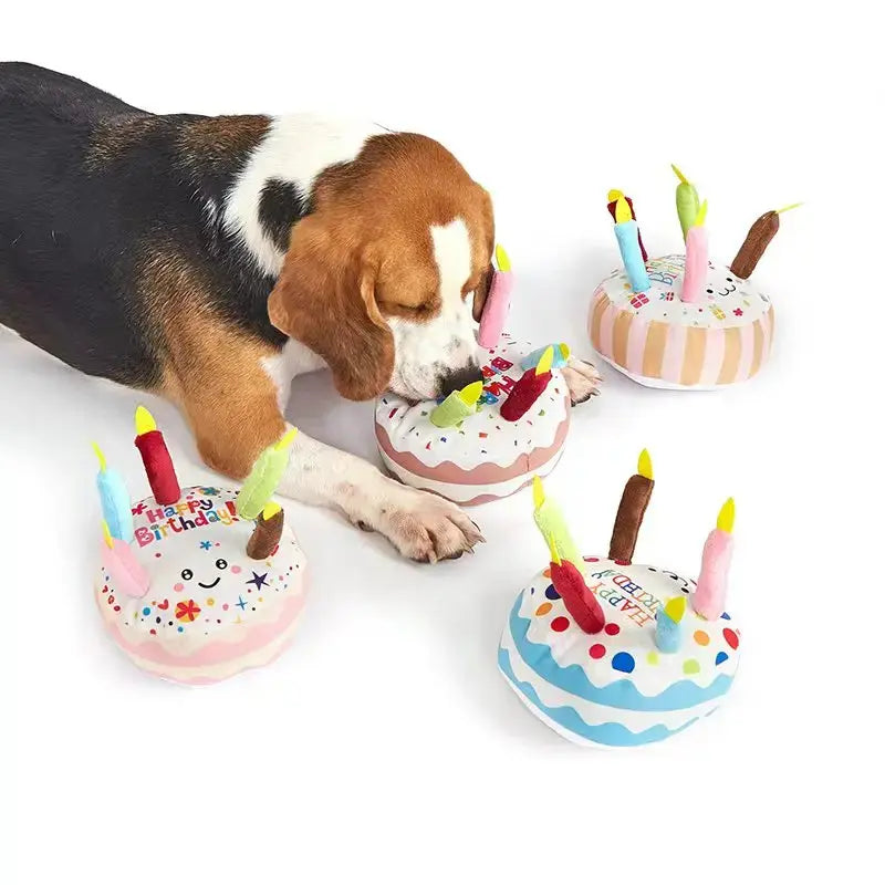 Bolo de Aniversário de Peluche para Cães com Som